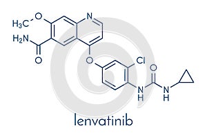 Lenvatinib cancer drug molecule multi-kinase inhibitor. Skeletal formula.