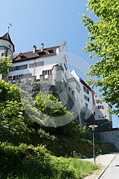 Lenzburg, AG / Switzerland - 2 June 2019: detail view of the historic castle in Lenzburg in the Swiss canton of Aargau