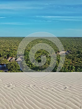 LenÃÂ§ois Maranhenses, Barreirinhas, MaranhÃÂ£o, Brazil - dunes, mangrove, forest and blue sky photo