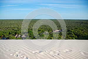 LenÃÂ§ois Maranhenses, Barreirinhas, MaranhÃÂ£o, Brazil - dunes, mangrove, forest and blue sky photo