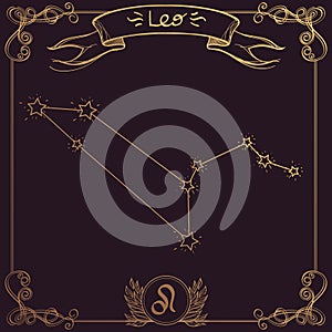 Leo constellation. Schematic representation of the signs of the zodiac