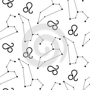 Leo constellation seamless vector pattern.