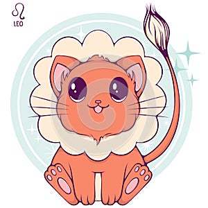 Leo cute cartoon zodiac cat color