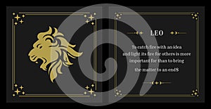 Leo zodiac horoscope astrology lunar calendar description vintage card design template set vector
