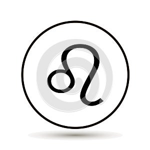 Leo zodiac sign. Astrological symbol icon in circle.