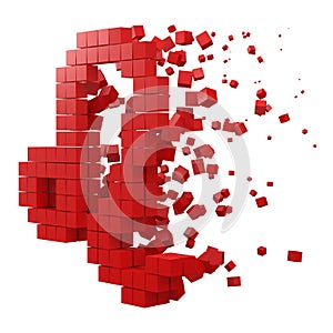 Leo zodiac sign shaped data block. version with red cubes. 3d pixel style vector illustration