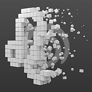 Leo zodiac sign shaped data block. version with white cubes. 3d pixel style vector illustration