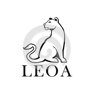Leoa female line zoo wild animal lioness line logo