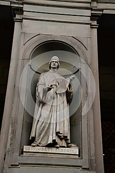 Leon Batt Alberti Statue, Uffizi Museum, Florence, Tuscany, Italy