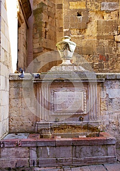 Leon Carlos IV fountain beside Plaza Mayor Spain