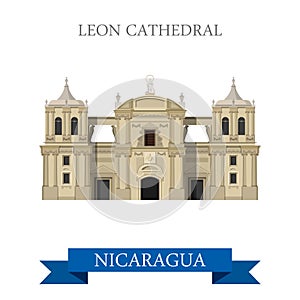 Leon Cathedral in Nicaragua vector flat attraction landmarks