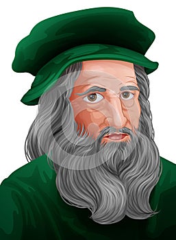 Leonardo Da Vinci Portrait Illustration photo