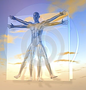 Leonardo Da Vinci's Vitruvian Man, Quadratus over sky