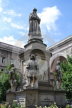 Leonardo Da Vinci Statue in Milan, Italy