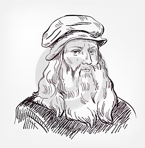 Leonardo da Vinci vector sketch portrait
