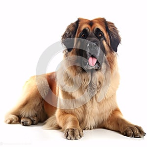 Leonberger breed dog isolated on a clean white background