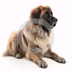 Leonberger breed dog isolated on a clean white background