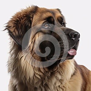 Leonberger breed dog isolated on a clean white background