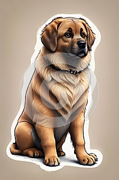 Leonberger illustration, Dog breed artwork, dog stickers, leonberger stickers