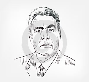 Leonid Ilyich Brezhnev was a Soviet politician famous Russian vector sketch isolated