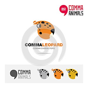 Leopard animal concept icon set and modern brand identity logo template and app symbol based on comma sign