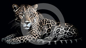 Jaguar with a black background illustration