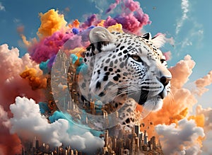 Leopard destroying the world, concept