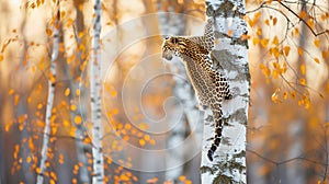 Leopard Effortlessly Climbing Tree Trunk