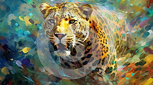 Leopard form and spirit through an abstract lens dynamic and expressive Leopard print