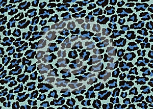 Leopard Fur texture, carpet seamless jaguar skin background, black and blue theme color, look smooth, fluffy and soft.