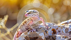 Leopard Gecko on a Rock