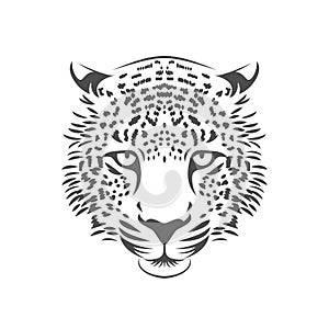 Leopard head illustration. One color. photo