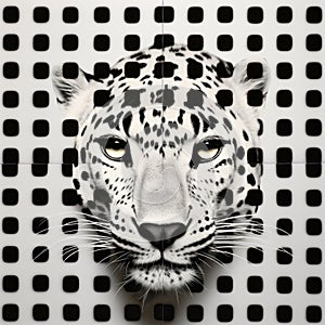 Leopard Head: A Symmetrical Grid Of Polaroid Squares In Ambient Occlusion Style