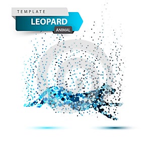 Leopard in the jump - dot illustration.