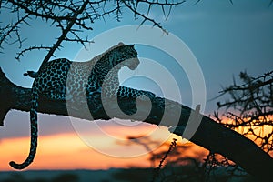 leopard is lying on tree .Generative AI