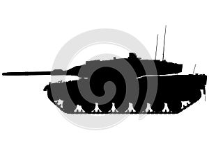 Leopard 2 main battle tank, German military vehicle. Detailed realistic silhouette