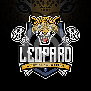 leopard mascot for lacrosse team logo design with modern illustration