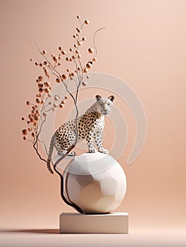 Leopard in a minimalist studio, capturing the wild beauty and elegance of this majestic big cat.