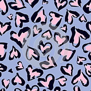 Leopard pattern. Seamless  print. Abstract repeating pattern - heart leopard skin imitation can be painted on clothes or fab