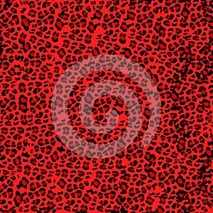 Leopard pattern. Seamless  print. Realistic animal texture. Black and red spots on a beige background. Abstract repeating