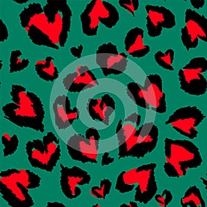 Leopard pattern. Seamless vector print. Abstract repeating pattern - heart leopard skin imitation can be painted on clothes or fab