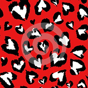 Leopard pattern. Seamless vector print. Abstract repeating pattern - heart leopard skin imitation can be painted on clothes or fab