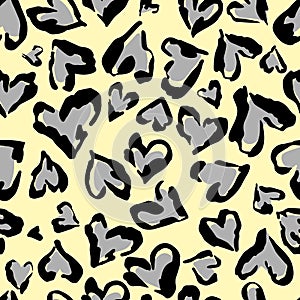 Leopard pattern. Seamless vector print. Abstract repeating pattern - heart leopard skin imitation can be painted on clothes or fab