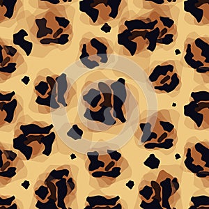 Leopard pattern. Seamless vector print. Realistic animal texture. Black and yellow spots on a beige background. Abstract