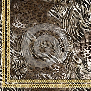 Leopard pattern.Silk scarf design, fashion textile.