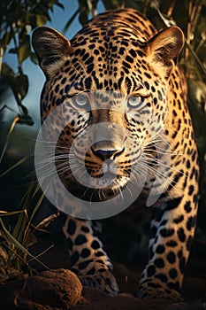 leopard portrait close up, AI generated