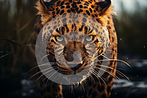 leopard portrait close up, AI generated