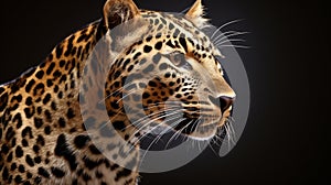 Leopard. Portrait of leopard standing a looking away proudly, Panthera pardus. AI Generative