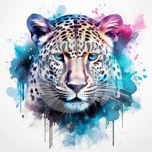 Leopard predator watercolor painting animals background texture