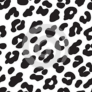 Leopard print. Black and white seamless pattern. Vector illustration background